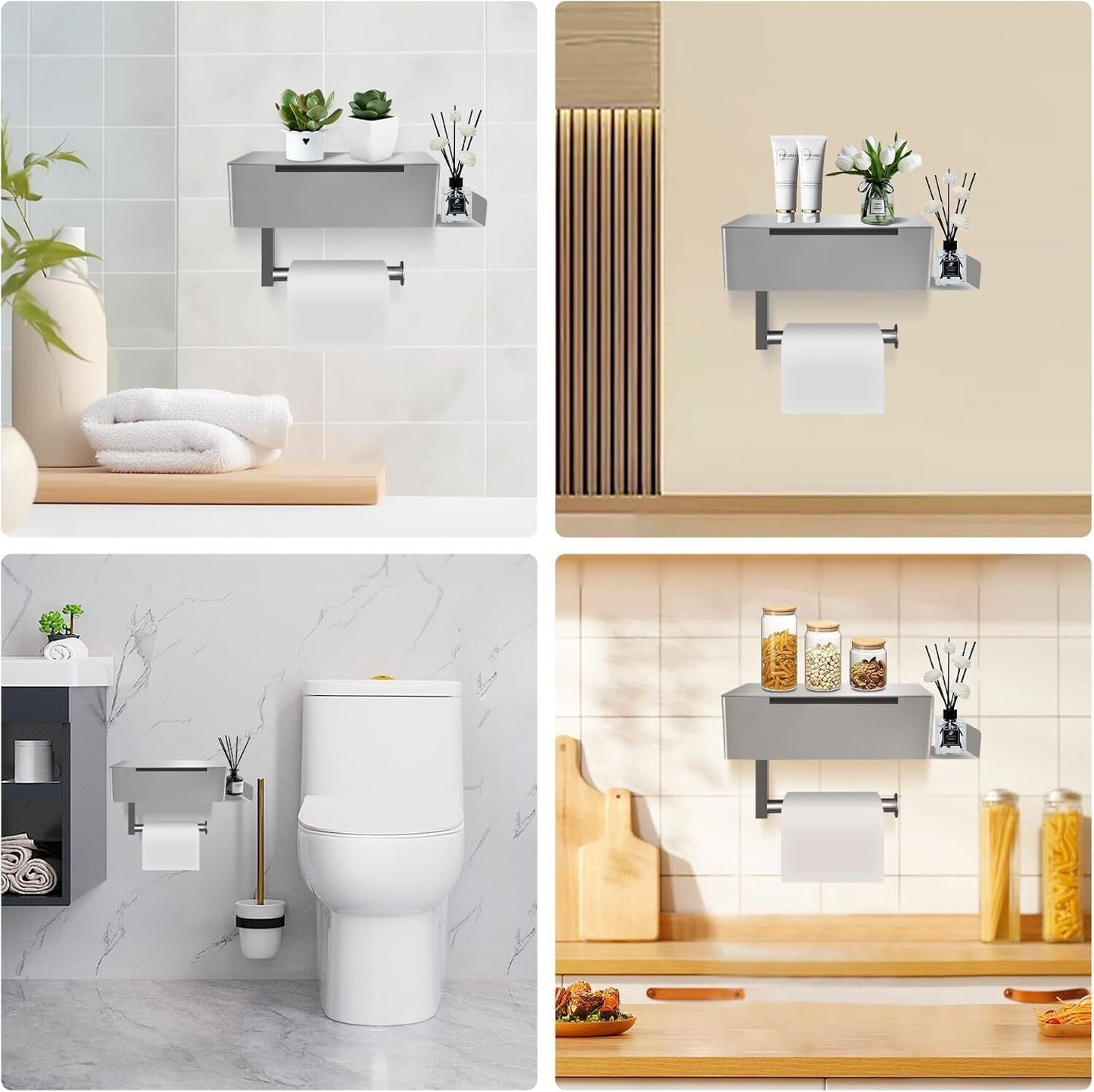 Toilettenpapierhalter mit Ablage – clever & bohrfrei!