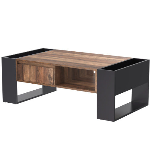 Moderner Couchtisch mit Holzmaserung & großem Stauraum – funktional & stilvoll!