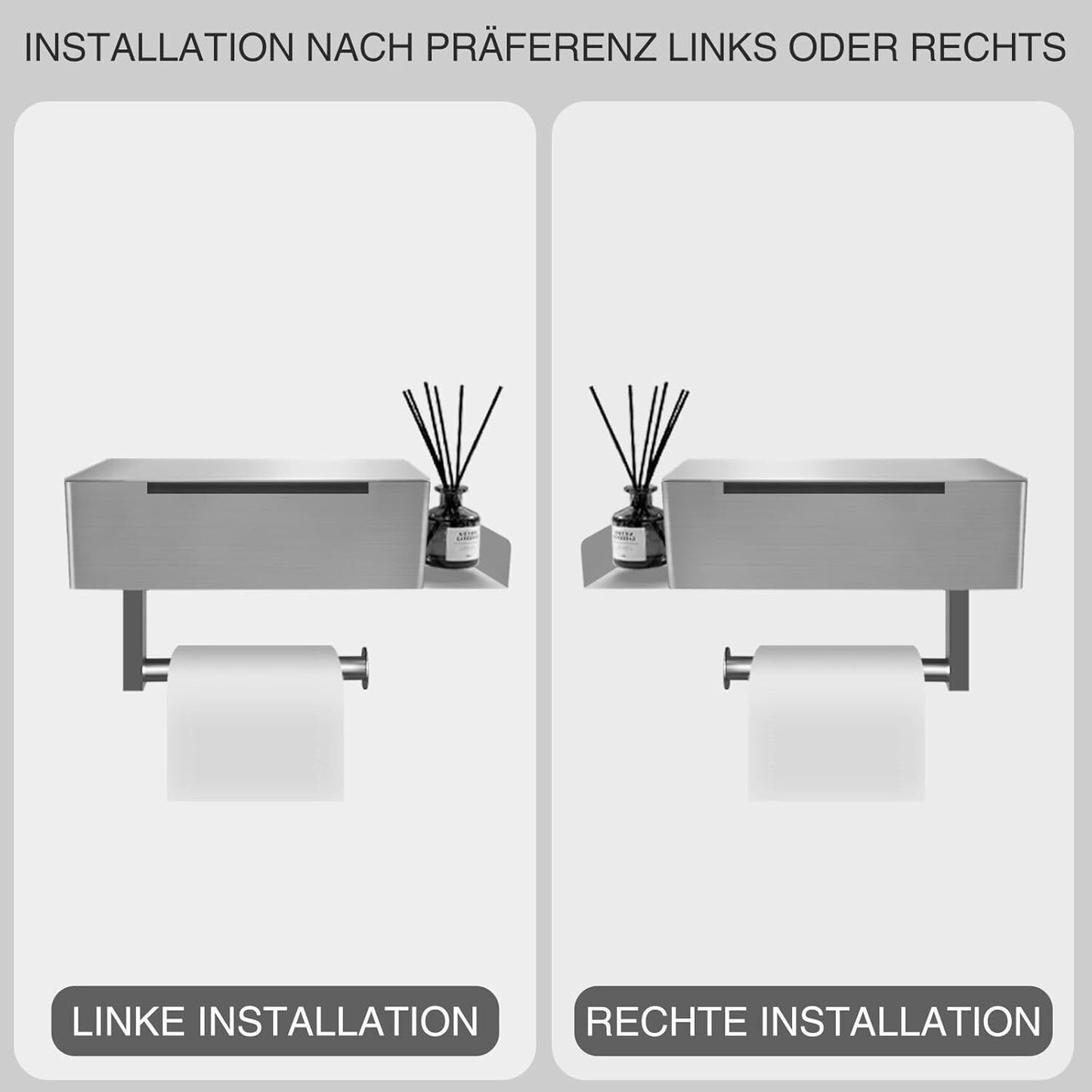 Toilettenpapierhalter mit Ablage – clever & bohrfrei!