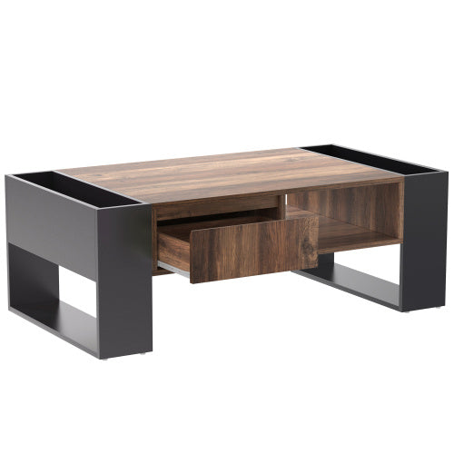 Moderner Couchtisch mit Holzmaserung & großem Stauraum – funktional & stilvoll!