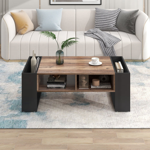 Moderner Couchtisch mit Holzmaserung & großem Stauraum – funktional & stilvoll!