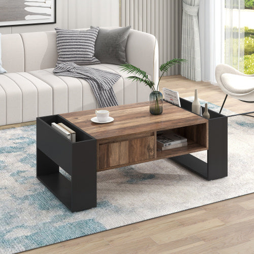 Moderner Couchtisch mit Holzmaserung & großem Stauraum – funktional & stilvoll!